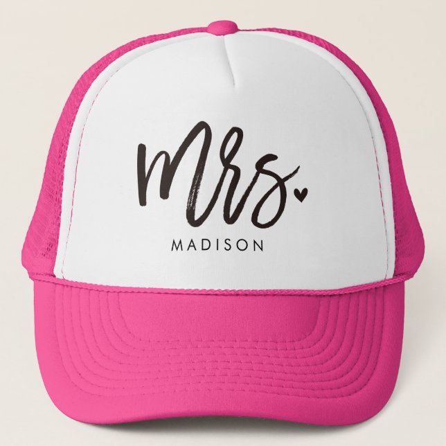 Mrs. calligraphy personalized trucker hat (Front)