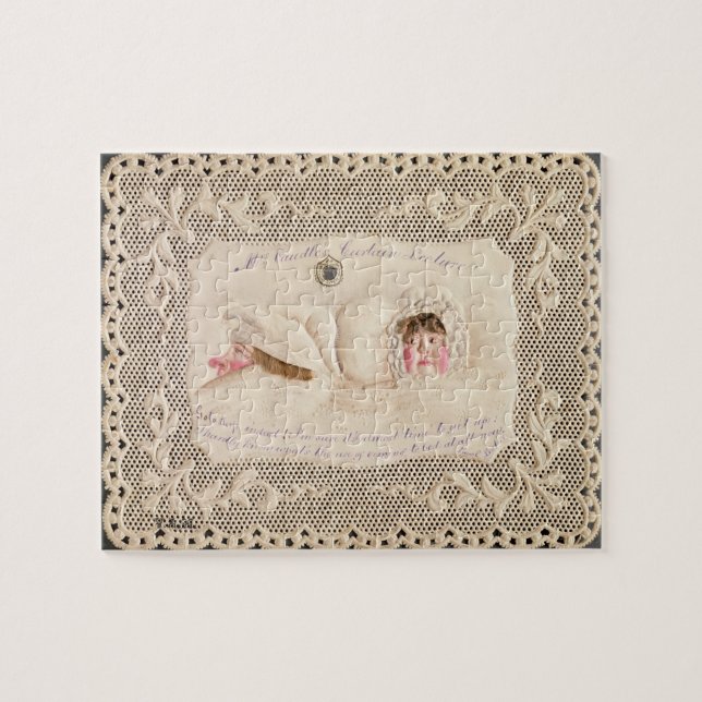 Mrs Caudle's Curtain Lecture, Victorian card from Jigsaw Puzzle (Horizontal)