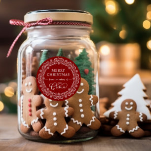 Mrs. Claus’ Bakery Christmas Red Holiday Classic Round Sticker