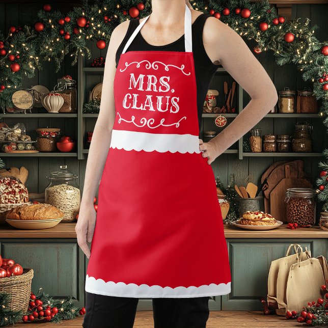 Mrs Claus Cute Red Holiday Christmas Apron (Creator Uploaded)