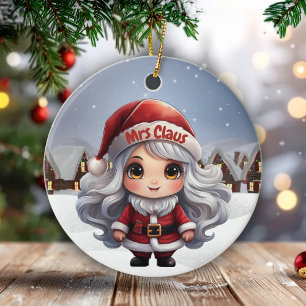 Mrs Claus Female Character Girly Gift for Woman 🤶 Ceramic Tree Decoration