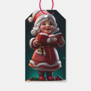 Mrs Claus Figure Christmas Holiday Gift Tag