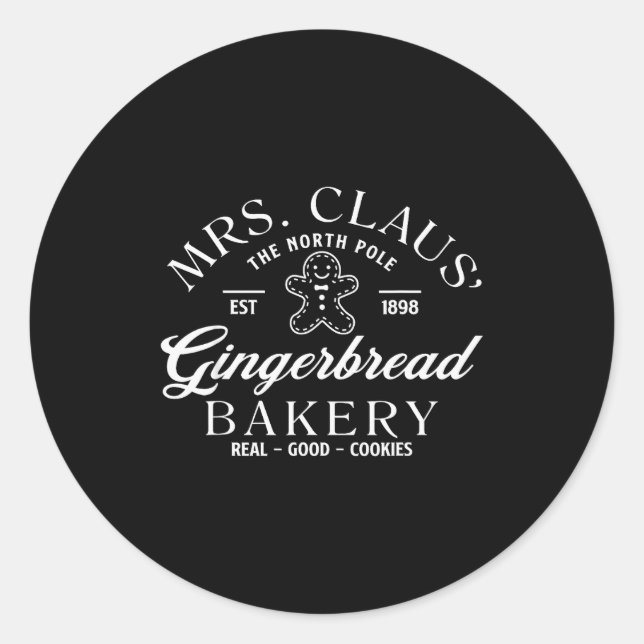 Mrs Claus Gingerbread Bakery Christmas Women  Classic Round Sticker (Front)