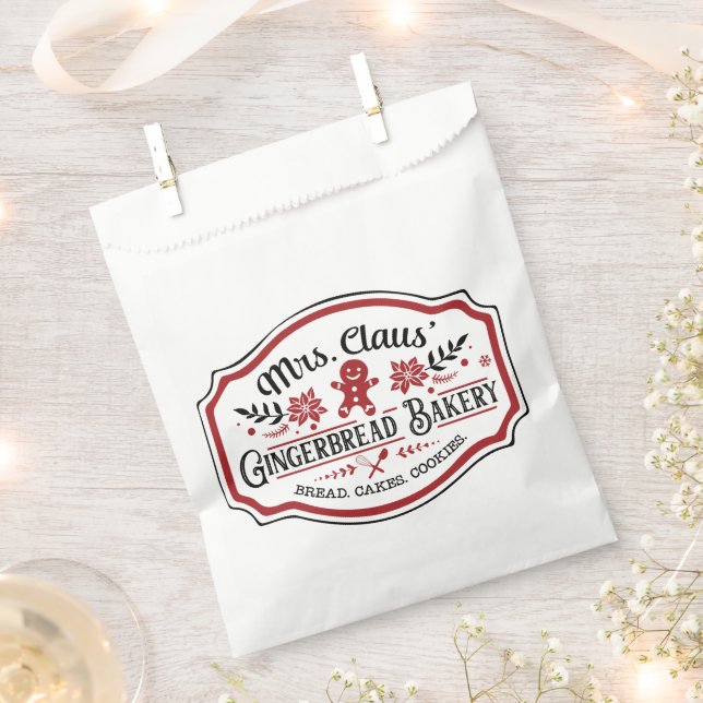 Mrs Claus' Gingerbread Bakery Favour Bags (Clipped)