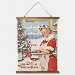 Mrs. Claus Holiday Baking Delight Hanging Tapestry