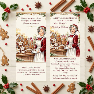 Mrs. Claus Holiday Gingerbread New Cookies Launch Invitation