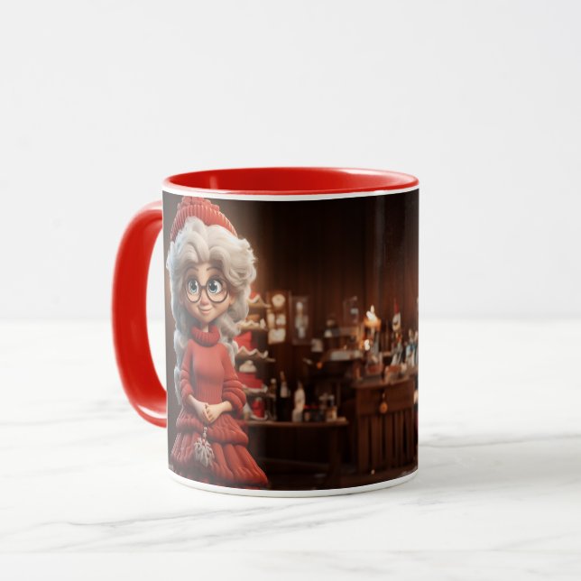 Mrs Claus In A Knitting Dress Mug (Front Left)
