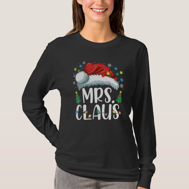 Mrs Claus Santa Hat Christmas Matching Couples Paj T-Shirt (Front)
