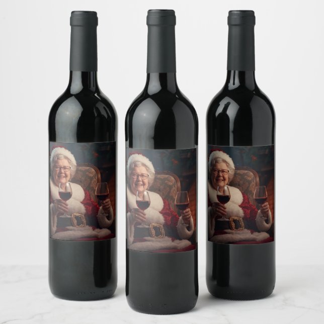 Mrs Claus Wine Bottle Label (Bottles)
