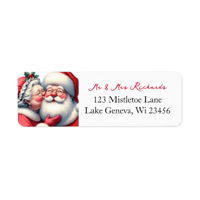 Mrs Clause Kissing Santa Cute Christmas  (Front)