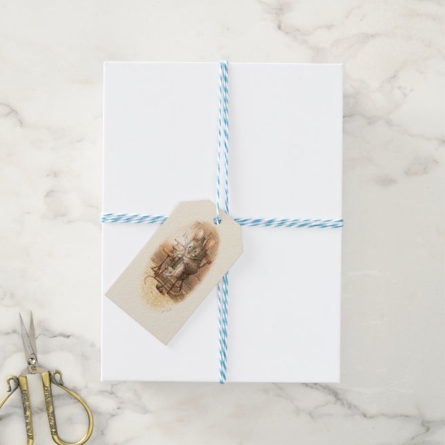 Mrs. Dormouse Knitting Gift Tags (With Twine)
