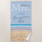 Mrs. Dusty Blue Beach Wedding 2 Hearts Sand |