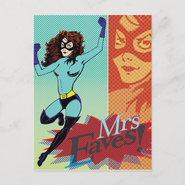 Mrs Eaves - Superhero at Large Postcard (Front)