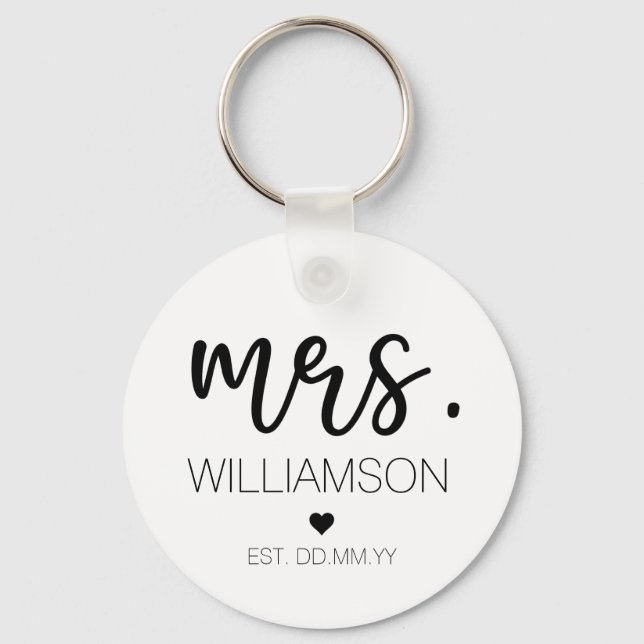 Mrs. Elegant Custom Name Wedding New Couple Gift  Key Ring (Front)
