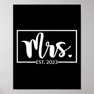 Mrs. Est. 2023 Bride Wife Just Married Wedding Gif Poster