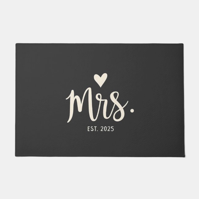 Mrs Est. 2025 Husband Bride Engagement Wedding Doormat (Front)