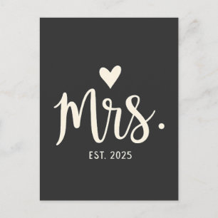 Mrs Est. 2025 Husband Bride Engagement Wedding Postcard