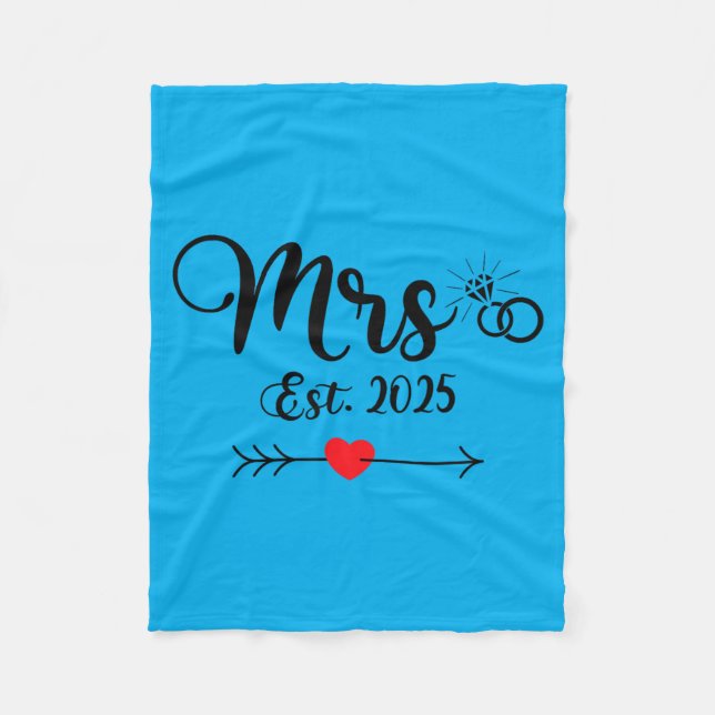 Mrs Est 2025 Wedding Marriage Fleece Blanket (Front)