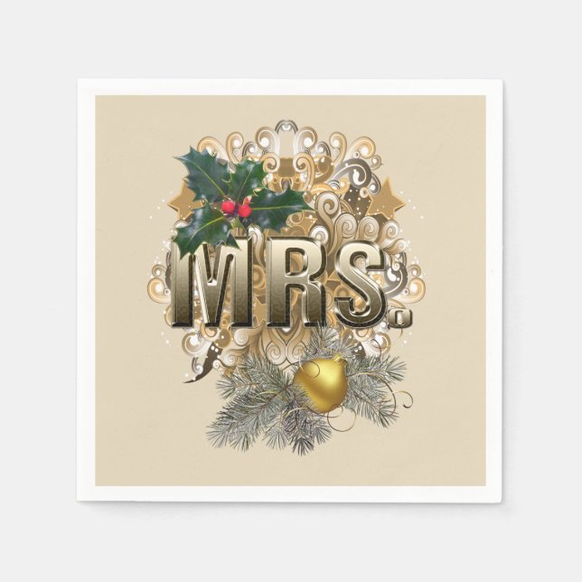 MRS. First Christmas Napkin (Front)