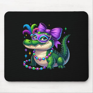 Mrs Gator Mardi Gras Vibes Louisiana Crocodile Mar Mouse Pad
