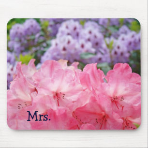 Mrs. gifts Brides Marriage Pink Rhododendrons Mouse Pad