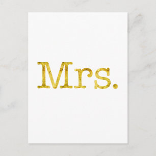 Mrs Gold Faux Glitter Metallic Inspirational Quote Postcard
