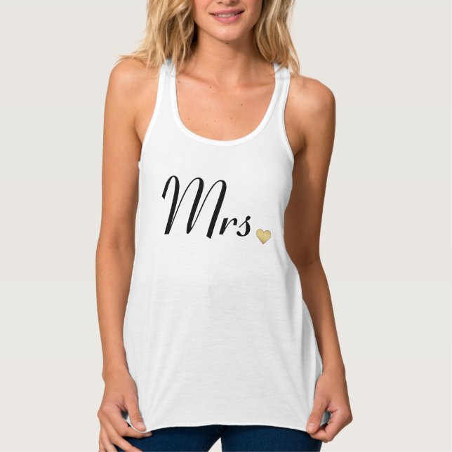 Mrs. Gold Heart Fitted Tank (Front)