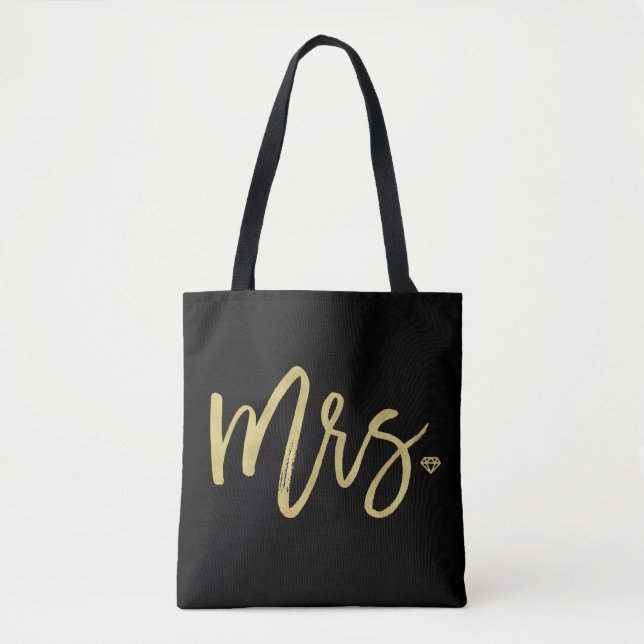 Mrs Golden Script Bridal Party Wedding Tote Bag (Front)