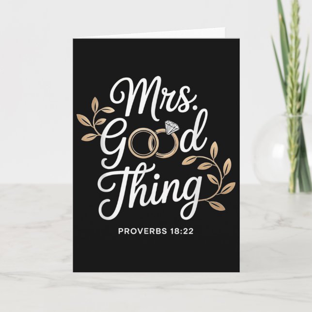 Mrs Good Thing Christian Proverbs Christian Couple Card (Front)