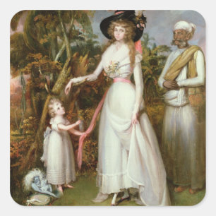 Mrs Graham of Kinross, her Daughter and a Jamadar, Square Sticker