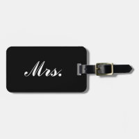 Mrs Half of Mr and Mrs luggage tag for her - Black