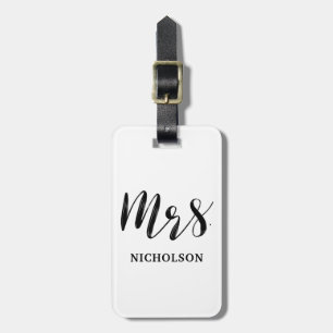 Mrs. Handwritten Hers Brush Lettered Simple Luggage Tag