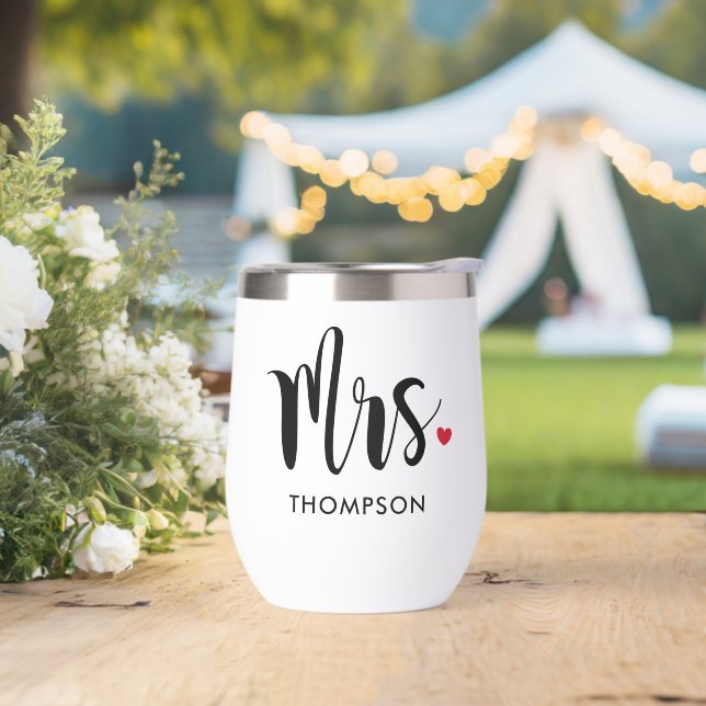 Mrs Heart Modern Black Script Wedding (Wedding)