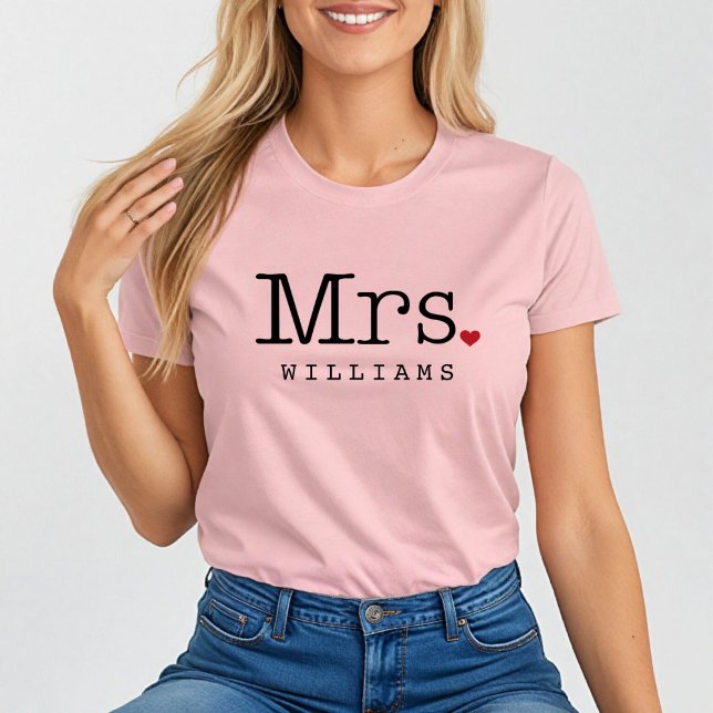 Mrs Heart Monogram Wedding Last Name T-Shirt (Creator Uploaded)