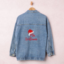 Mrs. in Red Santa Hat Denim Jacket