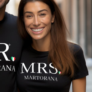 MRS. Italian Flag Heart Personal Last Name Couple Tri-Blend Shirt