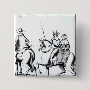 Mrs Jane Lane riding with King Charles II 15 Cm Square Badge
