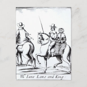 Mrs Jane Lane riding with King Charles II Postcard
