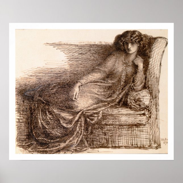 Mrs. Jane Morris Reclining on a Sofa Poster (Front)