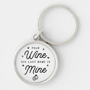 Mrs Just Married Wedding Announcement Bride Wine Key Ring