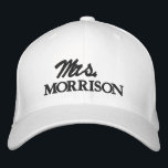 Mrs. Last Name black and white cute<br><div class="desc">Chic Mrs. Last Name black and white cute script Embroidered Baseball Cap
Available in many colours and options</div>
