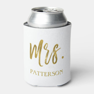 Mrs. Last Name Gold Foil Can Cooler