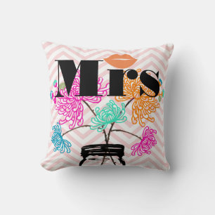 Mrs Lips Pale Pink Zig Zag Mason Jar Cushion