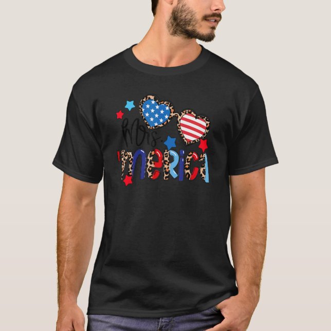 Mrs Merica American Flag Glasses Patriotic 4th Of  T-Shirt (Front)