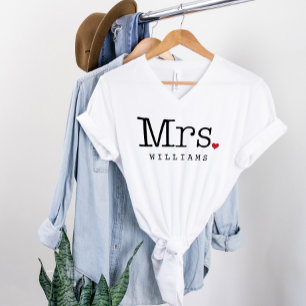 Mrs Monogram Heart Last Name Wedding T-Shirt