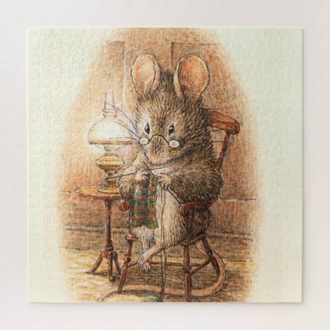 “Mrs Mouse Knitting” by Beatrix Potter Jigsaw Puzzle (Vertical)
