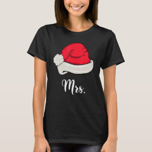 Mrs Mr Santa Claus Hat Christmas Couples Matching T-Shirt