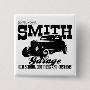 Mrs.& Mr. Smith Hot-Rod Garage 15 Cm Square Badge