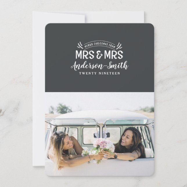 Mrs & Mrs Christmas wedding announcement (Front)