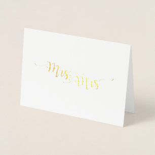 Mrs. & Mrs. Etched Gold Foil Greeting Card
